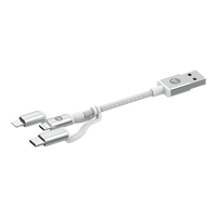 Ilustracja produktu Mophie - Kabel Ze Złączami USB-C MicroUSB oraz Lightning 1m Biały