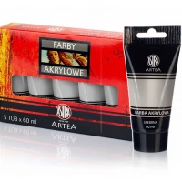Ilustracja Astra Artea Farby Akrylowe 5 Tub 60ml Srebrny 309115002