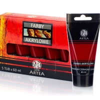 Ilustracja Astra Artea Farby Akrylowe 5 Tub 60ml Kadmium Czerwony Ciemny 83410930