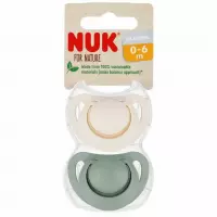 Ilustracja Nuk Smoczek Uspokajający Silikonowy 0-6m For Nature Zielony 2szt 549049