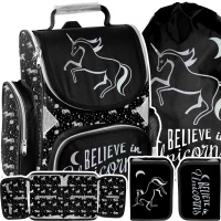 Ilustracja produktu Paso Zestaw Szkolny 3el. Night Unicorn Tornister PP23OL-525 + Piórnik PP23OL-P001BW + Worek PP23OL-712
