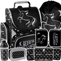 Ilustracja produktu Paso Zestaw Szkolny 5el. Night Unicorn Tornister PP23OL-525 + Piórnik PP23OL-P001BW + Worek PP23OL-712