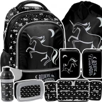 Ilustracja produktu Paso Zestaw Szkolny 5el. Night Unicorn Plecak PP23OL-260 + Piórnik PP23OL-P001BW + Worek PP23OL-712