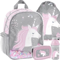 Ilustracja produktu Paso Zestaw 4el. Unicorn Plecak PP24JR-303 + Worek PP24JR-712 + Bidon PP24JR-3021 + Śniadaniówka PP24JR-3022
