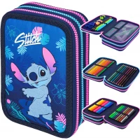 Ilustracja produktu CoolPack Jumper 3 Piórnik Trzykomorowy z Wyposażeniem Stitch Blue F067780