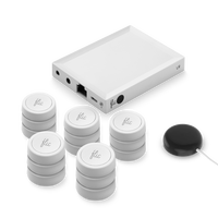Ilustracja produktu Flic Smart Button Starter Kit - Programowalne Przyciski Smart Home (4 przyciski, Hub LR, USB, zasilacz, naklejki)