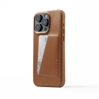 Ilustracja produktu Mujjo Full Leather Wallet Case - etui skórzane do iPhone 15 Pro Max kompatybilne z MagSafe (tan)