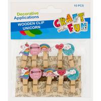 Ilustracja produktu Craft With Fun Ozdoba Dekoracyjna Klamerki Drewniane Jednorożce 439345