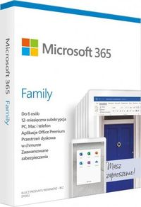 Ilustracja Microsoft Office 365 Family PL Subskrypcja 1 Rok / 1 Użytkownik / 5 Stanowisk WIN/MAC