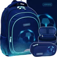 Ilustracja produktu AstraBag Zestaw Szkolny 3el. Football Light Plecak 502025020 + Worek 507025009 + Piórnik 503025025