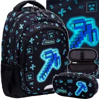 Ilustracja produktu AstraBag Zestaw Szkolny Dark Pixel 3el. Plecak 502025015 + Worek 507025007 + Piórnik 503025018