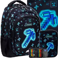 Ilustracja produktu AstraBag Zestaw Szkolny Dark Pixel 3el. Plecak 502025015 + Worek 507025007 + Piórnik 503025017