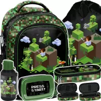 Ilustracja produktu Paso Zestaw Szkolny 5el. Pixel Green Plecak PP25PX-260 + Piórnik PP25PX-013 + Worek PP25PX-712