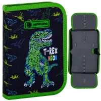 Ilustracja produktu AstraBag Piórnik AC1 Pojedynczy Dwuklapkowy bez Wyposażenia T-Rex Neon 503023018