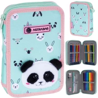 Ilustracja AstraBag Piórnik AC21 Dwukomorowy z Wyposażeniem Teddy Panda 503023025