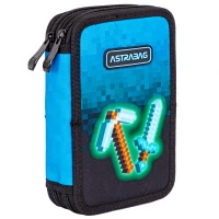 5. AstraBag Piórnik AC21 Dwukomorowy z Wyposażeniem Blue Pixel 503024054