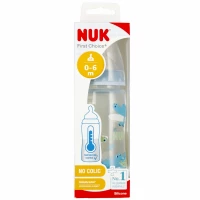 2. Nuk Butelka 300ml 0-6m First Choice+ Smoczek Silikonowy M Niebieska 527910