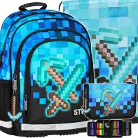 1. Starpak Zestaw Szkolny 3el. Pixel Blue Plecak 552609 + Worek 552613 + Piórnik 552623