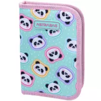 1. AstraBag Piórnik AC11 Pojedynczy Jednoklapkowy z Wyposażeniem Minty Pandas 503025012