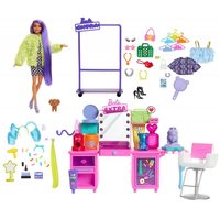 2. Mattel Barbie Extra Moda Zestaw Toaletka ze Światłem Lalka + Akcesoria GYJ70