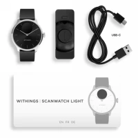 3. Withings Scanwatch Light - zegarek z funkcją EKG, pomiarem pulsu i SPO2 oraz mierzeniem aktywności fizycznej i snu (37mm, black)