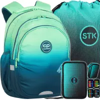 1. Zestaw 3el. CoolPack Jerry Plecak Szkolny Gradient Blue Lagoon F029690 + Worek 553170 + Piórnik 553172