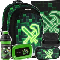 1. Starpak Zestaw Szkolny 5el. Pixel Green Plecak 533137 + Worek 533139 + Piórnik 533141