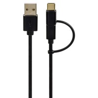 1. Hama Kabel Mikro USB 2w1 Z Adapterem Złącza USB-C Pozłacany 1m