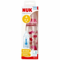 1. Nuk Butelka Szklana z Wskaźnikiem Temp. First Choice+ 240 ml 0-6m Różowa 527906