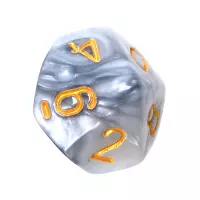 7. Komplet kości REBEL RPG - Dwukolorowe - Stalowo-białe (złote cyfry)