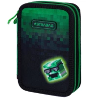 1. AstraBag Piórnik AC21 Dwukomorowy z Wyposażeniem Pixel Hero 503024056