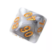 6. Komplet kości REBEL RPG - Dwukolorowe - Stalowo-białe (złote cyfry)