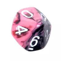 4. Komplet kości REBEL RPG - Dwukolorowe - Różowo-czarne (białe cyfry)