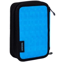 2. AstraBag Piórnik Trzykomorowy z Wyposażeniem AC31 Blue Pixel 503024055