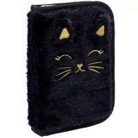 5. AstraBag Piórnik AC11 Pojedynczy Jednoklapkowy z Wyposażeniem Fluffy Kitty Black 503025026