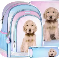 1. Starpak Zestaw Szkolny 3el. Pastelowy Piesek Cuties Plecak 527185+ Piórnik 527227 + Worek 527158