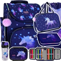 1. Starpak Zestaw Szkolny 6el. Unicorn Galaxy Tornister 492603 + Piórnik 491049 + Worek 486107 + Torba 511394