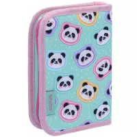 6. AstraBag Piórnik AC11 Pojedynczy Jednoklapkowy z Wyposażeniem Minty Pandas 503025012