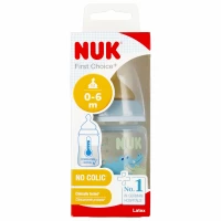3. Nuk Butelka 150ml 0-6m First Choice+ Smoczek Lateksowy M Niebieska 527886