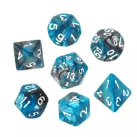10. Komplet kości REBEL RPG - Dwukolorowe - Stalowo-błękitne