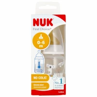 1. Nuk Butelka 150ml 0-6m First Choice+ Smoczek Lateksowy M Popielata 527885