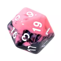 7. Komplet kości REBEL RPG - Dwukolorowe - Różowo-czarne (białe cyfry)