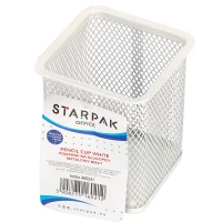 1. Starpak Pojemnik Na Długopisy Metalowy Kwadratowy Biały 8x10cm 466241