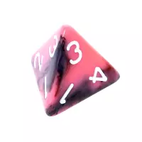 8. Komplet kości REBEL RPG - Dwukolorowe - Różowo-czarne (białe cyfry)
