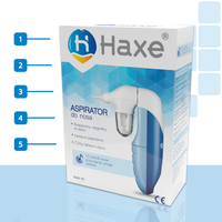 2. HAXE Elektryczny Aspirator do Nosa NS1 + 5 ampułek naturalnej soli fizjologicznej Unimer 5 ml GRATIS