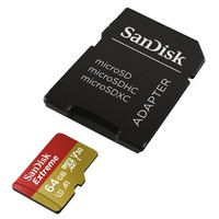 5. SanDisk MICRO SD 64GB EXTREME (microSD XC) 100MB/sC10 UHS-I U3, V30, A1+SD ADAP.