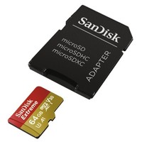 1. SanDisk MICRO SD 64GB EXTREME (microSD XC) 100MB/sC10 UHS-I U3, V30, A1+SD ADAP.
