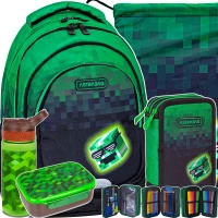 1. AstraBag Zestaw Szkolny 5el Plecak AB330 Pixel Hero 502024095 + Worek 507024049 + Piórnik 503024057 + Bidon Z08199 + Śniadaniówka Z18199