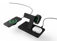 2. Adam Elements Omnia M3 - ładowarka bezprzewodowa do 3 urządzeń z uchwytem do Apple Watch, wspierająca ładowanie MagSafe