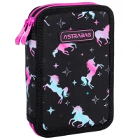 4. AstraBag Piórnik AC21 Dwukomorowy z Wyposażeniem Unicorn Squad 503024051